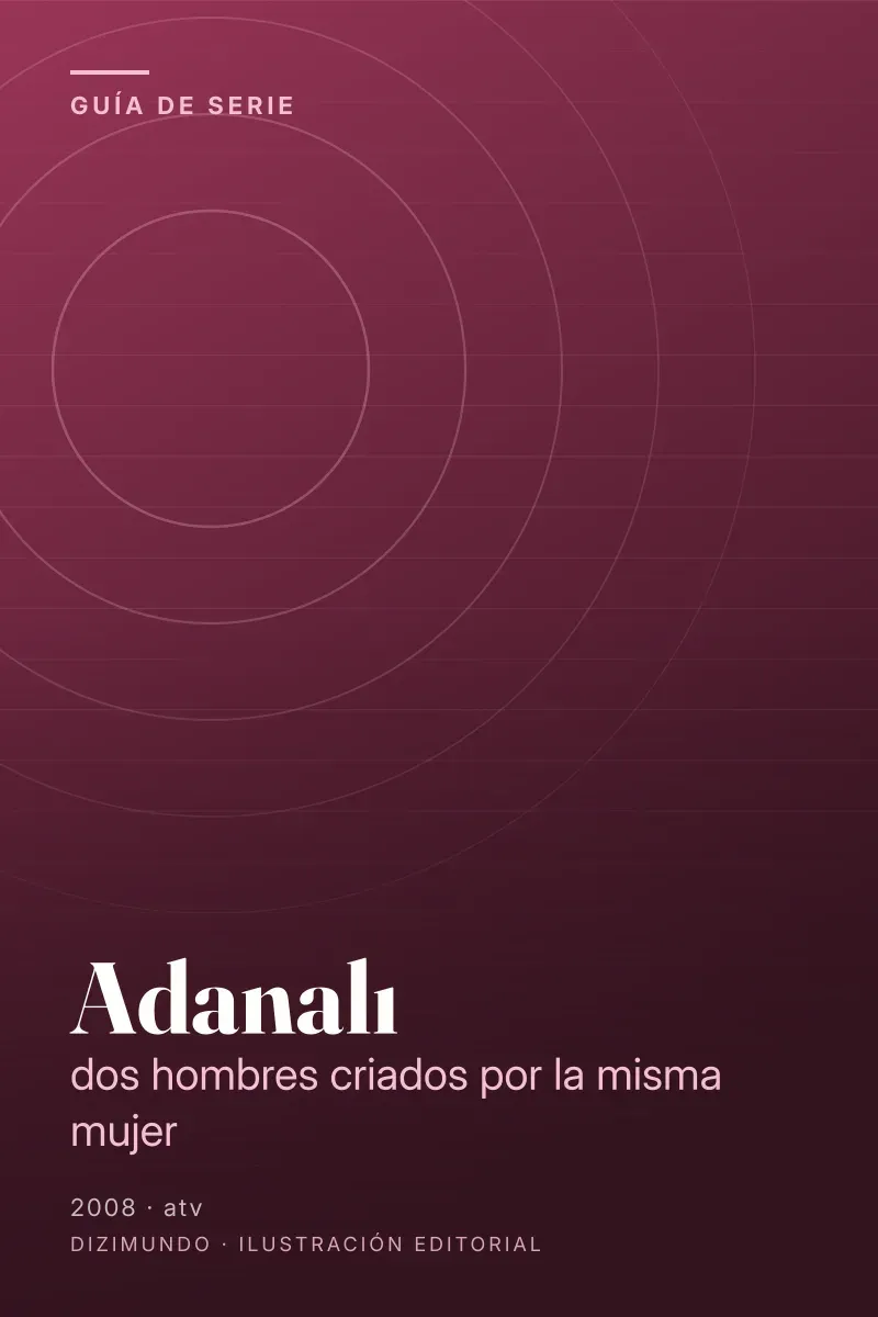 Portada editorial de DiziMundo para la guía de Adanalı, con el título en tipografía serif sobre un fondo degradado