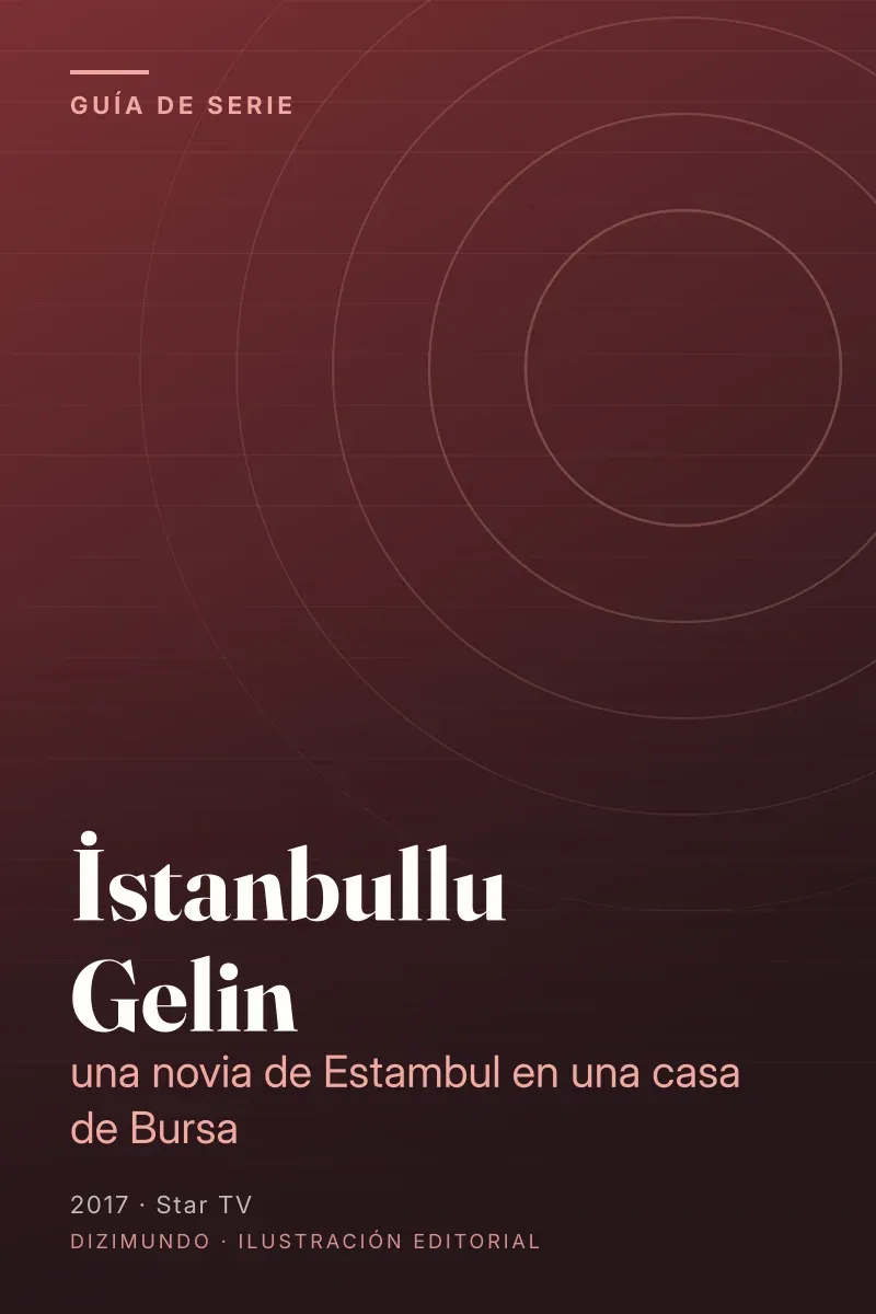 Portada editorial de DiziMundo para la guía de İstanbullu Gelin, con el título en tipografía serif sobre un fondo degradado