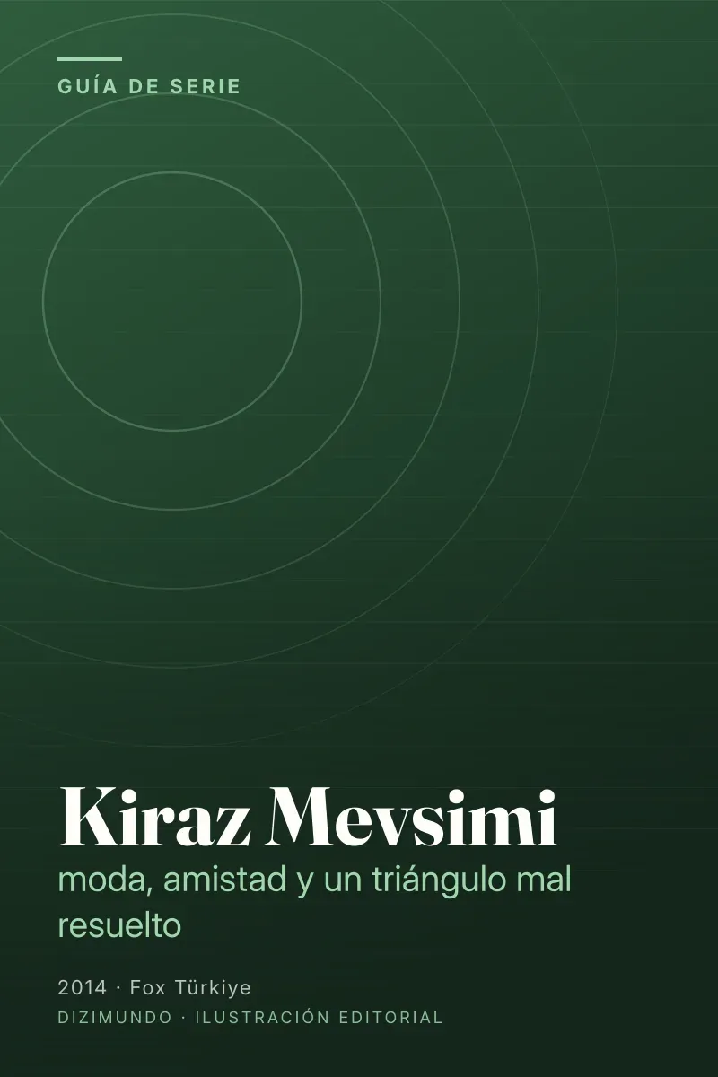 Portada editorial de DiziMundo para la guía de Kiraz Mevsimi, con el título en tipografía serif sobre un fondo degradado