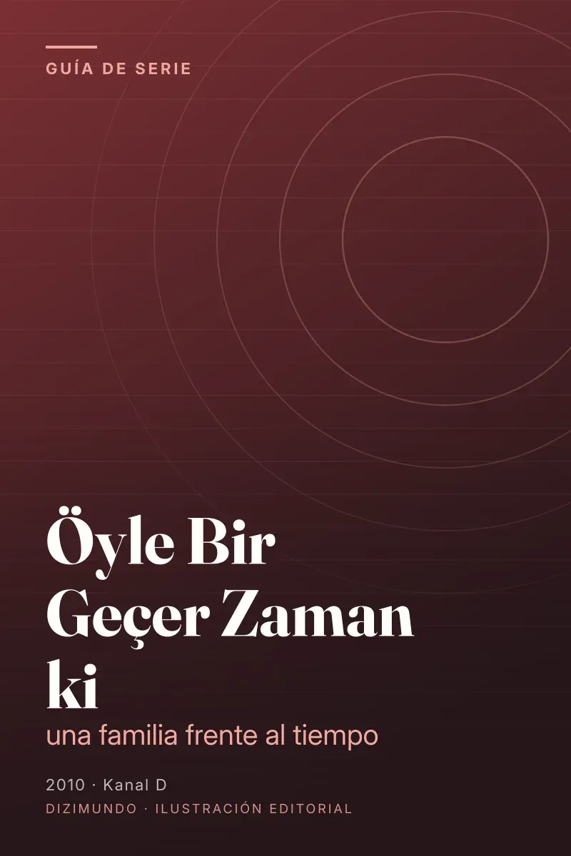 Portada editorial de DiziMundo para la guía de Öyle Bir Geçer Zaman ki, con el título en tipografía serif sobre un fondo degradado