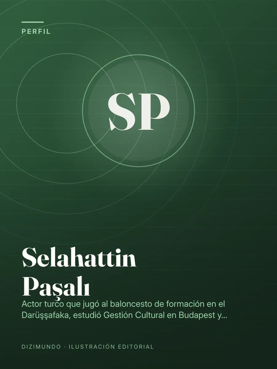 Portada editorial de DiziMundo para el perfil de Selahattin Paşalı, con su nombre en tipografía serif sobre un fondo degradado
