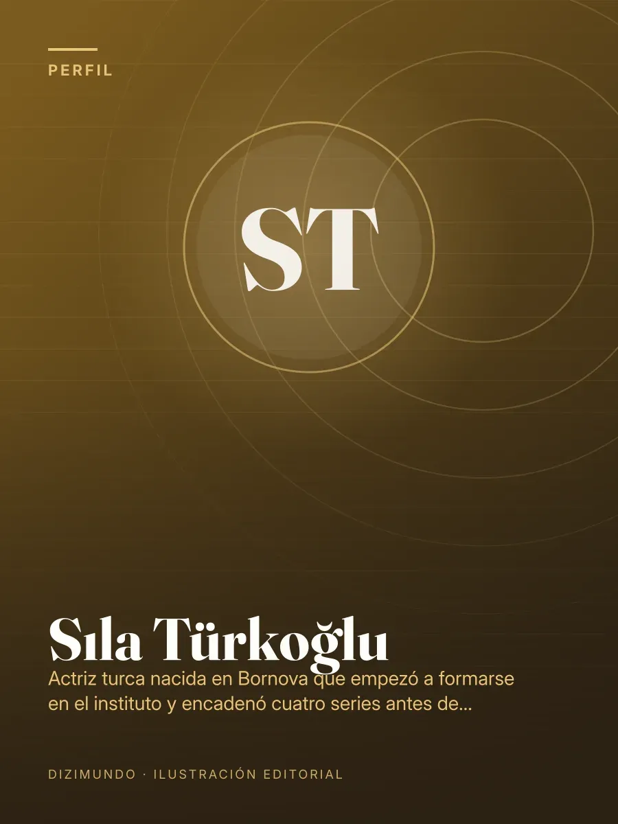 Portada editorial de DiziMundo para el perfil de Sıla Türkoğlu, con su nombre en tipografía serif sobre un fondo degradado