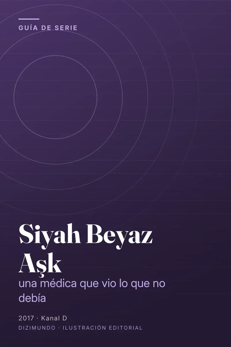 Portada editorial de DiziMundo para la guía de Siyah Beyaz Aşk, con el título en tipografía serif sobre un fondo degradado